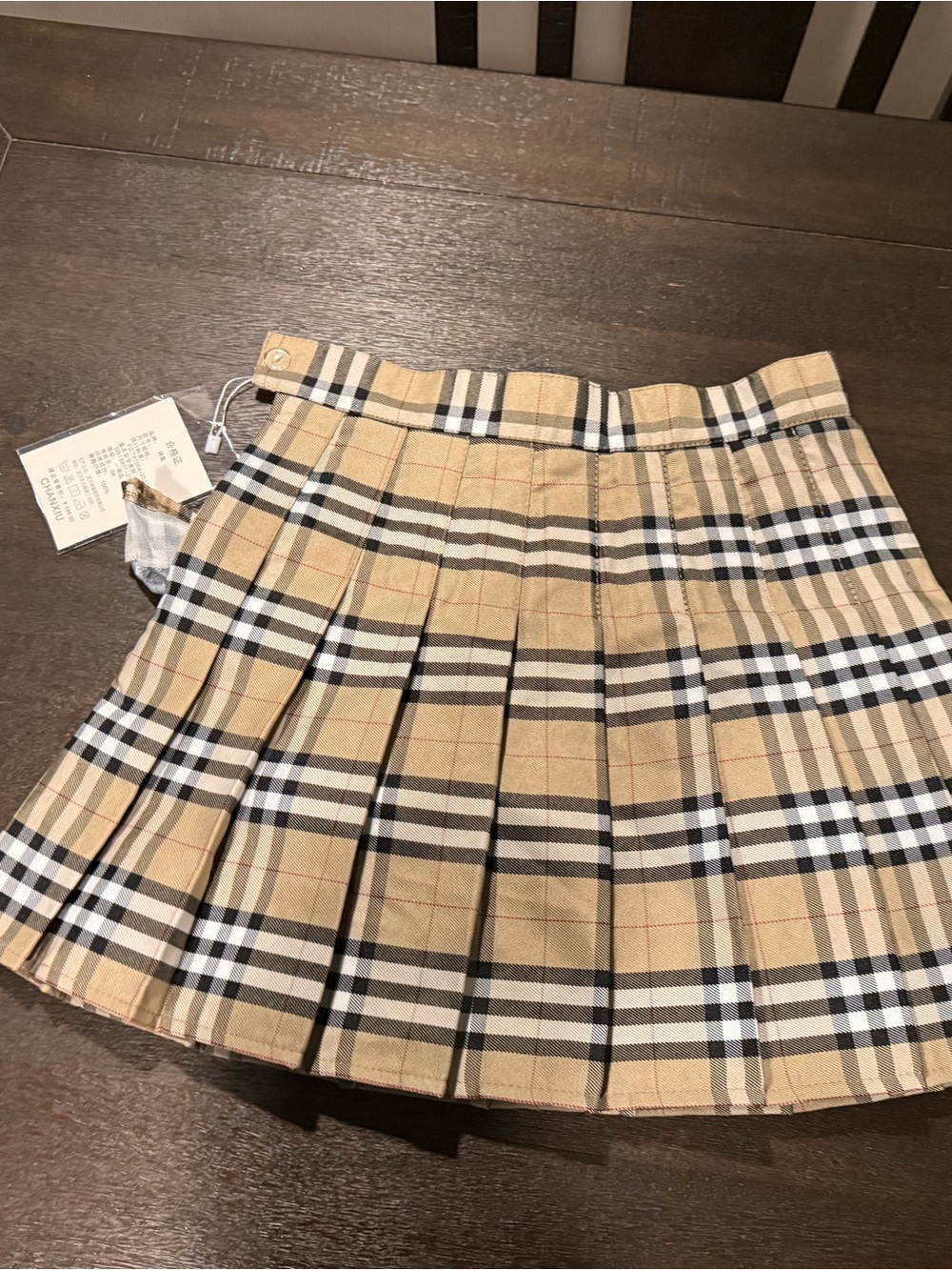 Elan Tan Plaid Pleated Skirt
